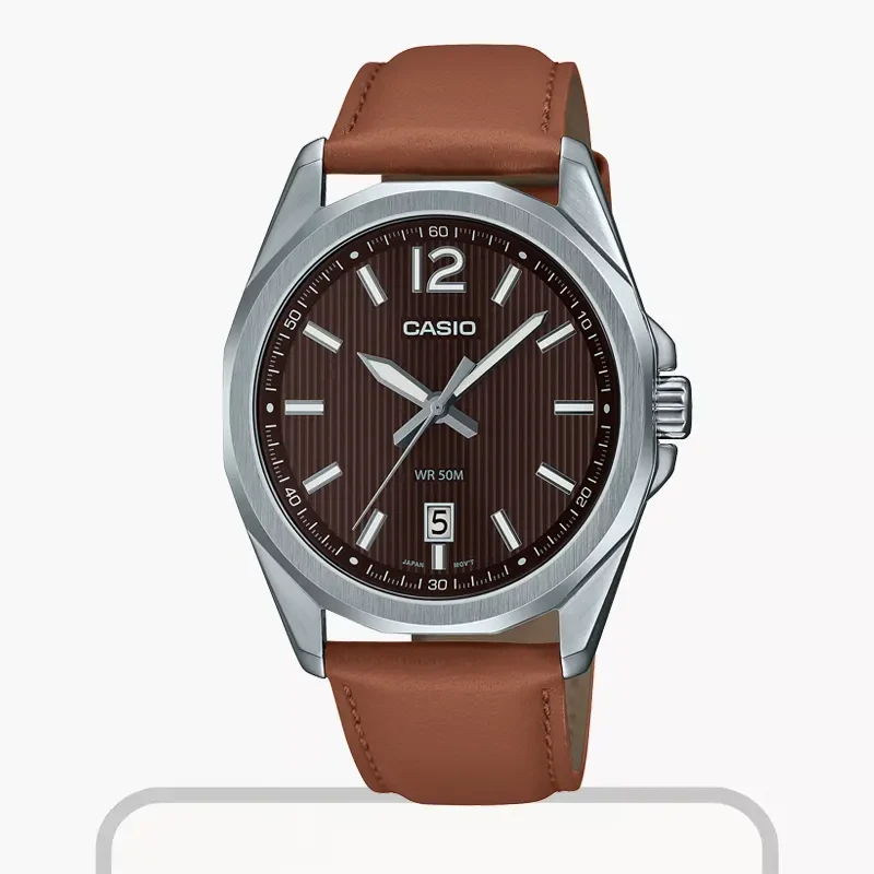 Casio Enticer Brown Dial Leather Men's Watch- MTP-E725L-5AV